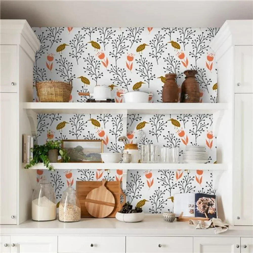 Floral Peel and Stick Wallpaper Contact Paper 17.7i''×118.1'' Wall Paper Vinyl